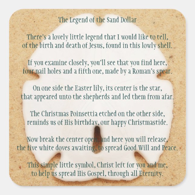 Cuadrada Leyenda del Pegatina del dólar de arena (Anverso)