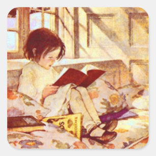 Cuadrada Libros de imágenes en Pegatina de invierno