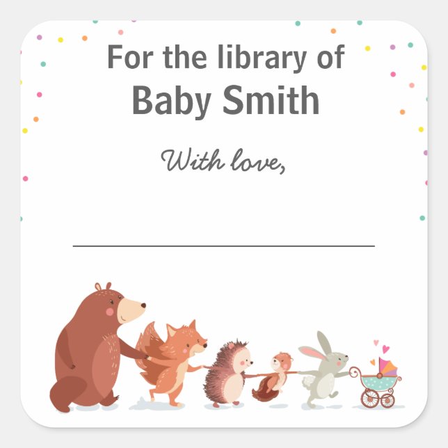 Cuadrada Libros para Pegatina de bebés Biblioteca para Baby (Anverso)