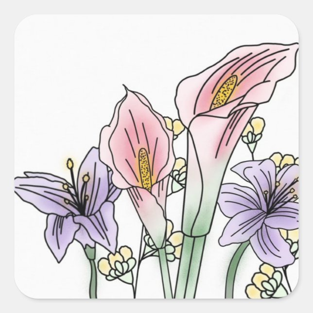 Cuadrada Lily pegatina (Anverso)