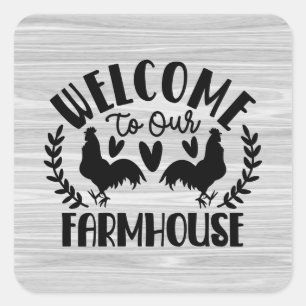 Cuadrada linda granja rural bienvenida Pegatina cuadrado