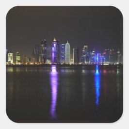 Cuadrada Línea aérea de Doha, Qatar en pegatina nocturno