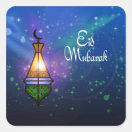 Cuadrada Linterna mágica de Ramadán - Pegatina del saludo d