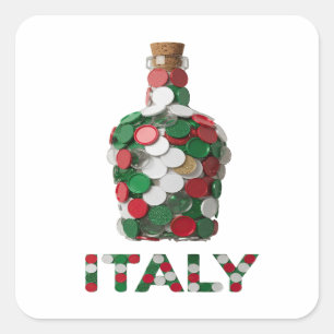 Cuadrada Llamativo motivo de pegatina de plata ITALIA