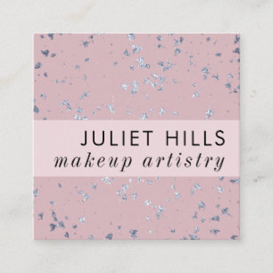 Cuadrada Llave de plata y tarjeta de visita Rubor Pink Squa