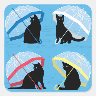 Cuadrada Lluvia de gatos y gatos Pegatina brillante cuadrad
