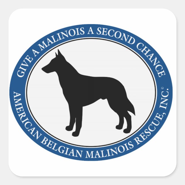 Cuadrada Logotipo de rescate de Malinois, Pegatina cuadrado (Anverso)