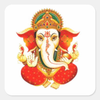 Cuadrada Lord Ganesh Divine Elephant Face God Pegatina