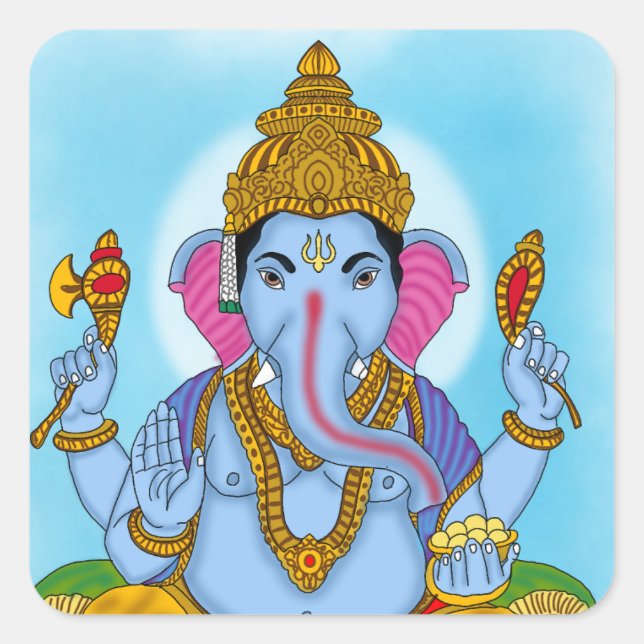 Cuadrada Lord Ganesha Pegatina (Anverso)