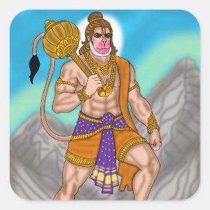 Cuadrada Lord Hanuman Pegatina