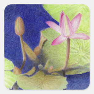 Cuadrada Lotus Pegatina