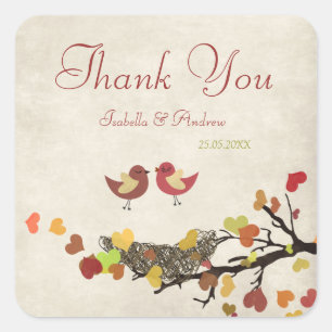 Cuadrada Love Nest Gracias Pegatina