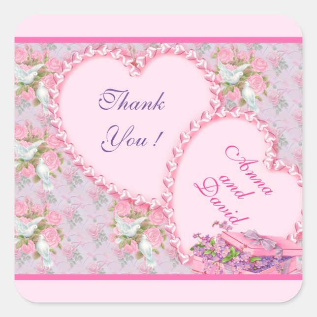 Cuadrada Lujo Rosa Moderno Rosa Añadir Su Texto Pegatina Cu (Anverso)