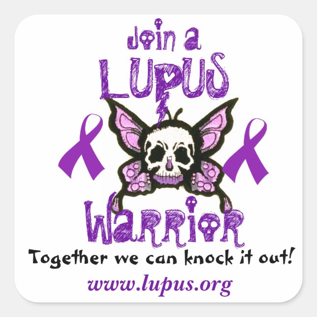 Cuadrada Lupus Warrior Pegatina (Anverso)