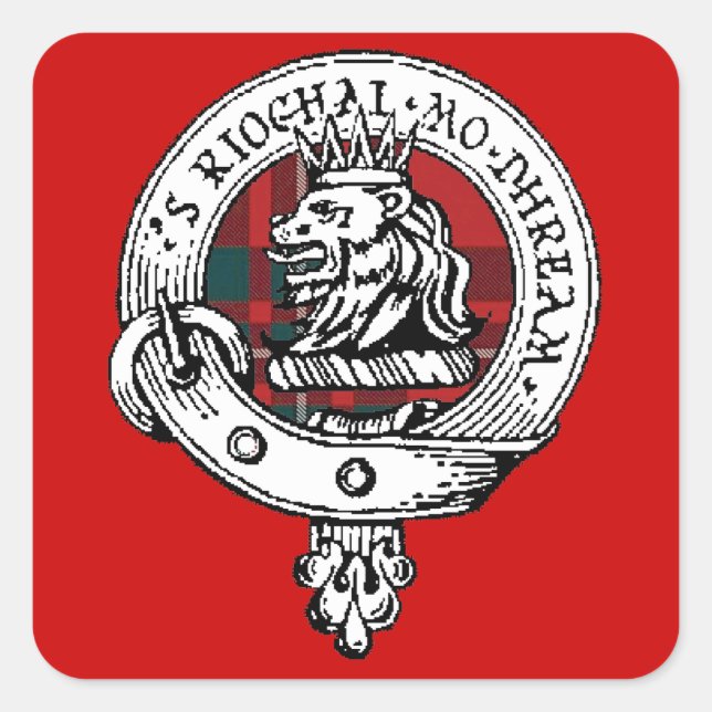 Cuadrada MacGregor Clan Badge Pegatina RED (Anverso)