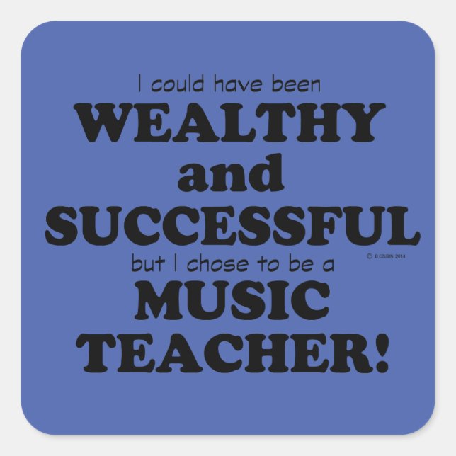 Cuadrada Maestra de música rica y exitosa Pegatina de Plaza (Anverso)