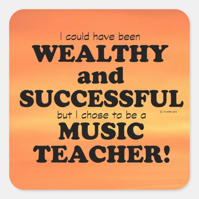 Cuadrada Maestra de música rica y exitosa Pegatina de Plaza (Anverso)