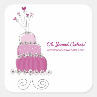 Cuadrada Magenta Boda de Moda caprichosa Pegatina de pastel