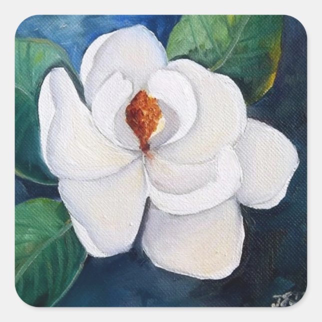 Cuadrada Magnolia Pegatina (Anverso)