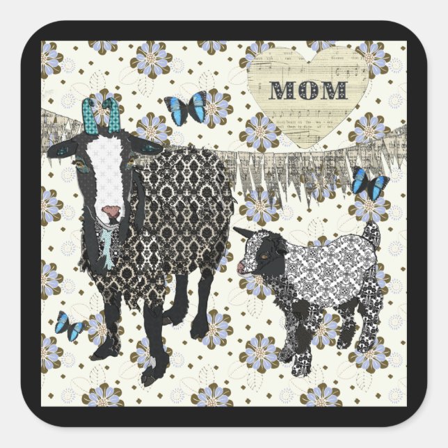 Cuadrada Mamá ama a Junebug y desmayando a un bebé Pegatina (Anverso)