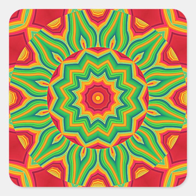 Cuadrada Mandala Pegatina (Anverso)