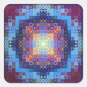 Cuadrada Mandala, Pegatina de Alegría y Felicidad