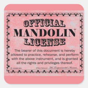 Cuadrada Mandolin License Square Pegatina