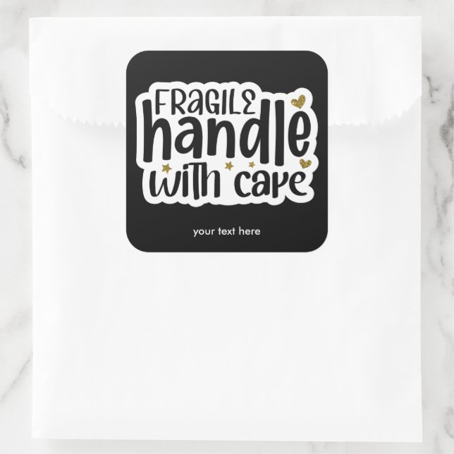 Cuadrada Manejo frágil con pegatina de cuidado (Bolso)