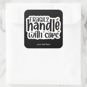 Cuadrada Manejo frágil con pegatina de cuidado