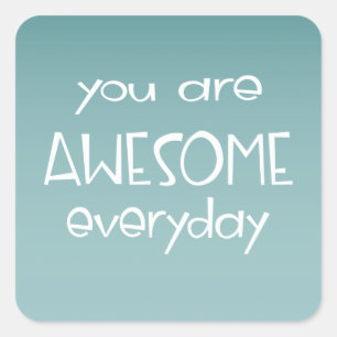 Cuadrada Maravilloso Ombre Verde azulado   Pegatina docente