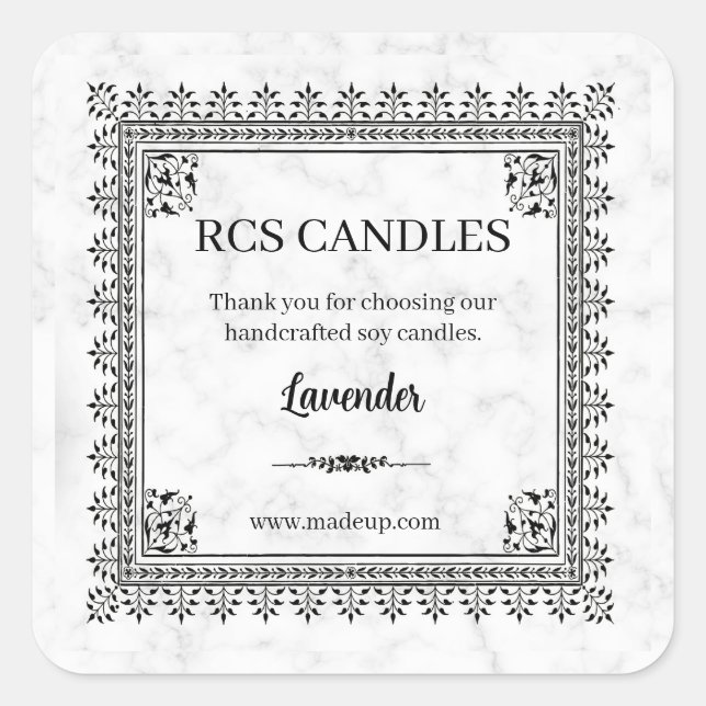 Cuadrada Marble Candle Pegatina (Anverso)