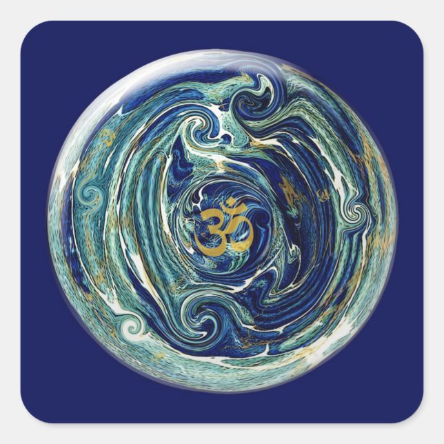 Cuadrada Marble Earth Om Pegatina (Anverso)