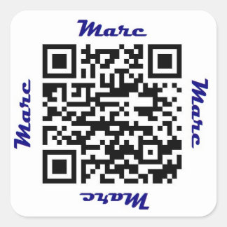 Cuadrada Marc QR Code Pegatina de NOMBRE personalizado