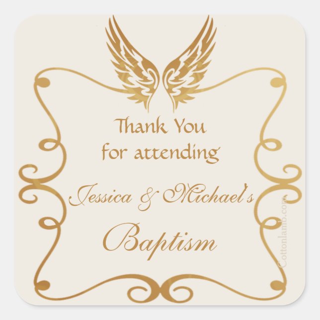 Cuadrada Marco dorado con Pegatina de alas (Anverso)