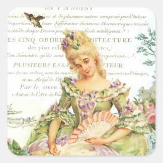 Cuadrada Marie Antoinette Sparrow Pegatina francés