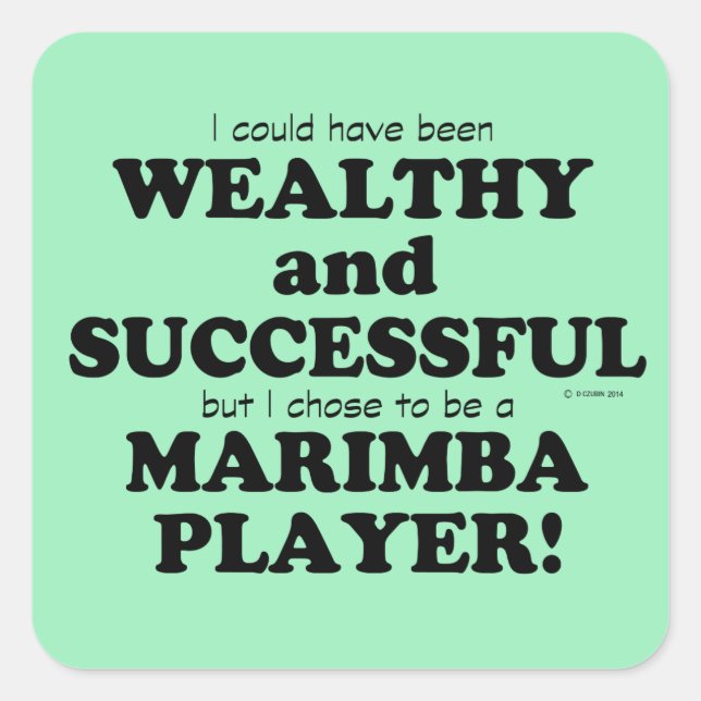 Cuadrada Marimba Wealthy y Exitosa Pegatina Cuadrado (Anverso)