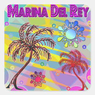 Cuadrada Marina Del Rey Pegatina Feliz y Esperanza