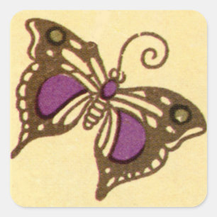 Cuadrada Mariposa Art Nouveau - Pegatina