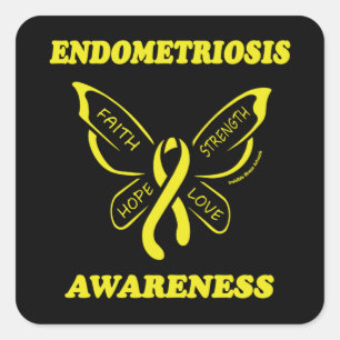 Cuadrada Mariposa/Conciencia...Endometriosis Pegatina cuadr