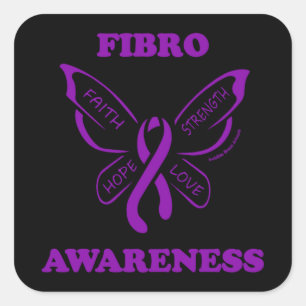 Cuadrada Mariposa/Conciencia... Pegatina de Fibro Square