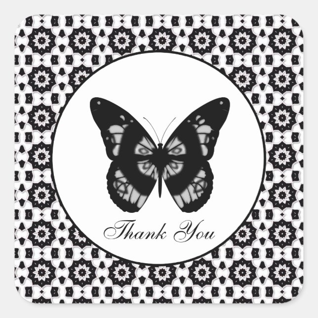 Cuadrada Mariposa: Gracias Pegatina (Anverso)