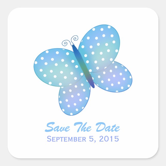 Cuadrada Mariposa Polka Dot : Salven al Pegatina de fechas (Anverso)