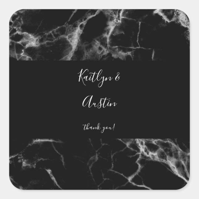 Cuadrada Mármol negro 2 Pegatina cuadrado (Anverso)