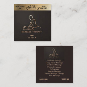 Cuadrada Masaje Terapia Gold y tarjeta de visita negra