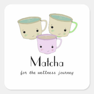 Cuadrada Matcha Wellness Journey Round Pegatina