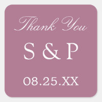 Mauve Wedding Favor Gracias Pegatina
