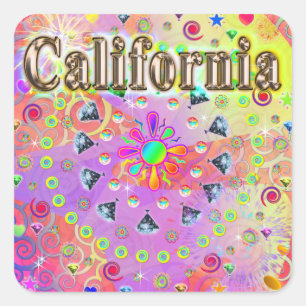 Cuadrada ME ENCANTA California Lucky Golden Pegatina