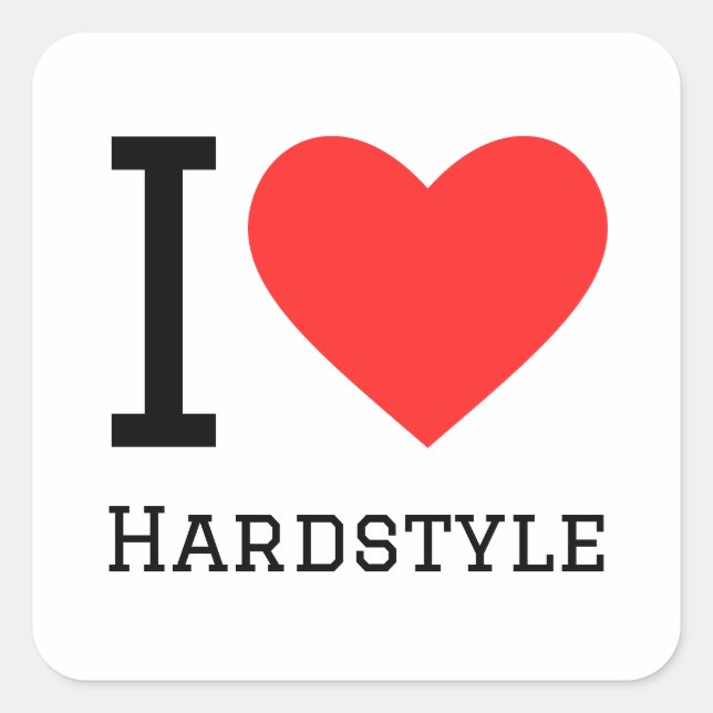 Cuadrada Me encanta el pegatina cuadrado de estilo duro (Anverso)