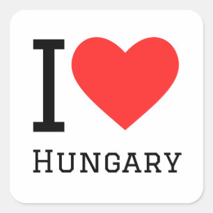 Cuadrada Me encanta el pegatina cuadrado de Hungría