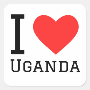 Cuadrada Me encanta el Pegatina cuadrado de uganda